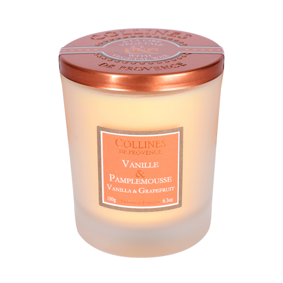 Geurkaars Vanille & Grapefruit – Collines de Provence (180g)
