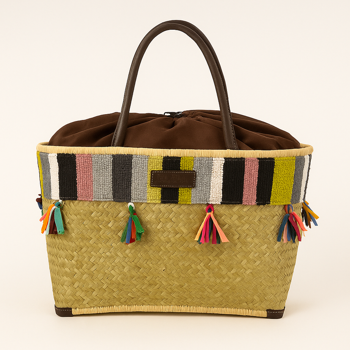 Handgemaakte Penjy mand multicolor 