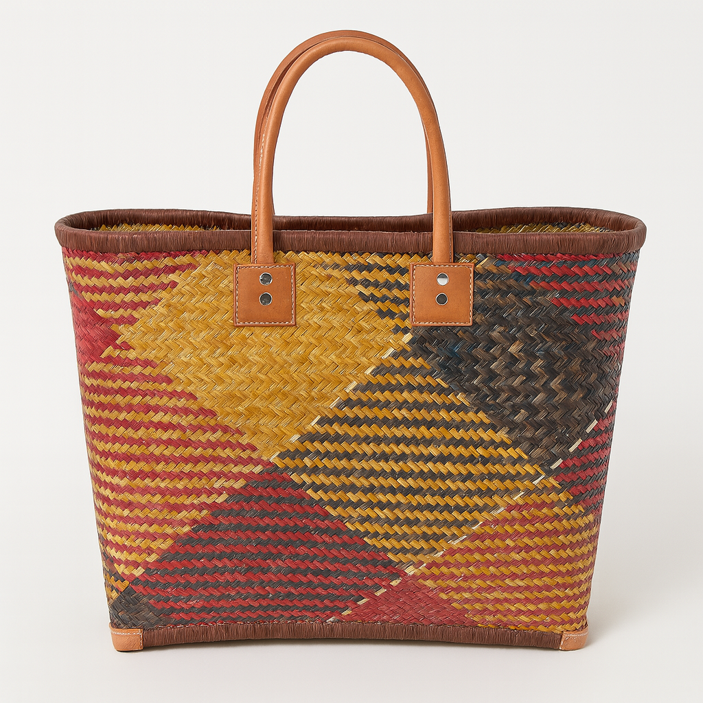 Rieten shopper multicolor xl bruin