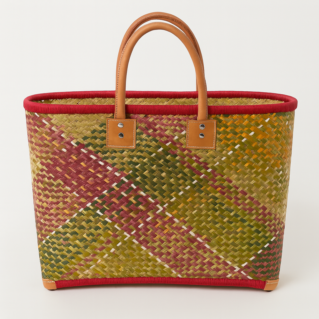 Rieten shopper multicolor xl rood