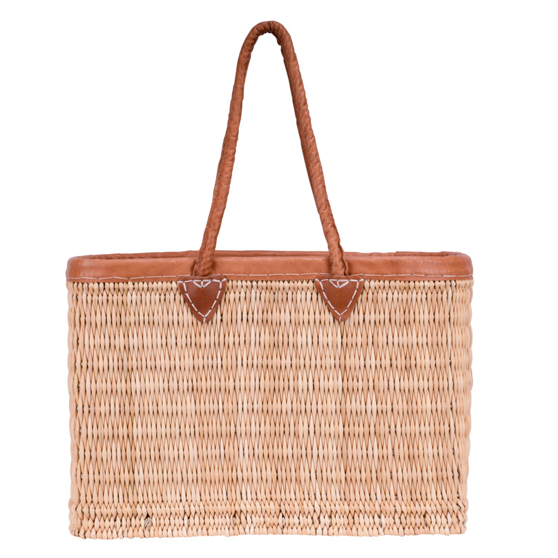 Handgemaakte Jonc Mandtas met Leren Afwerking